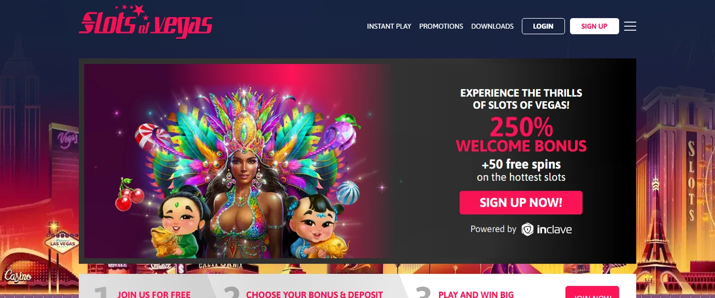Slots of Vegas — 250% bis zu 2.500 € + 50 Freispiele